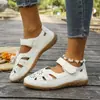 Sandalias casuales huecas de talla grande para mujer, un nuevo estilo transfronterizo, bestseller de Amazon, sandalias planas de color liso