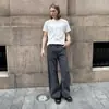 Calças Retas Slim de Trabalho Wide-Leg Americanas Retrô Básicas para Homens e Mulheres Calças Longas Casuais Cleanfit