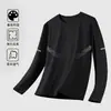 Camiseta informal de manga larga con cuello redondo, color liso, versátil, para hombre, otoño 2026, corte holgado, top moderno