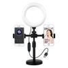 Luz de relleno para teléfono móvil de 6 pulgadas 16 CM soporte para transmisión en vivo equipo de suelo para presentador luz de relleno para celebridad de Internet marco de soporte de disco