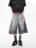 Venda Direta da Fábrica Shorts Jeans Largos Retos Soltos para Homens e Mulheres, Shorts Jeans Frescos de Verão High Street Americana Hip-Hop