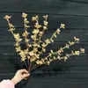 Flores de Nochevieja, Flores Artificiales Doradas, Eucalipto Dorado, Hortensia, Abanico Dorado, Hojas de Ginkgo, Cubo de la Fortuna, Arreglo Floral, Hojas, Flores de Plástico