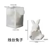 Molde de Resina DIY Conejo Sentado y de Pie Portavelas Adorno de Yeso para Aromaterapia Maceta Pequeña de Conejo Molde de Silicona de Resina