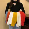Suéter de punto hueco de moda para mujer Otoño/Invierno 2026, Top de punto de manga larga con cuello alto medio Primavera/Otoño