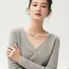 Suéter Inteligente y Elegante de Cachemira Ajustado con Trenzas para Mujer, Favorecedor, Capa Base de Punto de Otoño