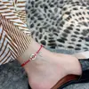 Pulsera con Hebilla Segura de Plata Nafu para Niñas, Lujo Ligero de Nicho, Cordón Rojo, Pulsera Fina de Cadena para Tobillo para Novia, Pulsera