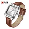 Reloj Cuadrado Ofns, Luminoso, Resistente al Agua, Reloj de Alta Gama para Mujer con Correa de Cuero, Calendario, Reloj de Cuarzo Ligero para Hombre para el Viaje Diario