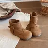 Botas Curtas Retrô Estilo Coreano para Crianças 2026 Outono/Inverno Novas Botas com Capa para Meninas Zíper Lateral Estilo Princesa para Menininhas Botas Individuais