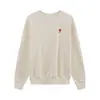 Moletom Am* Estilo Outono e Inverno Bordado de Coração Pequeno Gola Redonda Moletom de Algodão Solto Casual Estilo Unissex