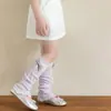 Cubrezapatos de Algodón para Niñas Estilo Ballet, Delgados para Primavera/Verano con Borde Fruncido y Lazo, Calentadores de Pierna de Malla Transpirable