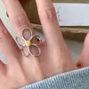 Anel simples e versátil da série prata, anel geométrico de dedo indicador com borla de lava, anel aberto personalizado para meninas e casais, moderno para homens