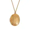 Colgante Único Creativo de Alta Calidad Europeo y Americano Acero Inoxidable Chapado en Oro de 18K Doble Cara Margarita Espejo Caja de Fotos Colgante Collar para Mujeres