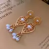 Pendientes de Perla Planeta Diamante Aguja de Plata Lujo Ligero Gama Alta Exquisitos Pendientes Diseño de Nicho Pendientes de Moda Venta al por Mayor