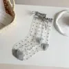 Medias de Seda de Cristal para Niños Verano Delgadas Transparentes Dulces Lazo Medias de Seda de Tarjeta Estilo Japonés Estilo Niña Lindas Medias de Lunares