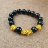 Vendas de Alto Volume Anel Liso de Obsidiana Mantra de Seis Palavras Pulseira Pixiu Atrai-Riqueza Pequeno Presente Fornecimento Direto do Fabricante