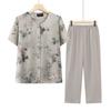 Camisa de Verano de la Abuela Talla Extra Conjunto de Dos Piezas Ropa de Verano de Manga Corta para Madres Gorditas Traje de Mujer Ropa para Mediana Edad y Ancianos