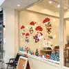 Pegatina Electrostática de Paracaídas Navideño Papá Noel Pingüino Osito Ciervo Copo de Nieve Cabaña Pegatina para Puerta de Cristal Centro Comercial