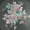 Parche de Tela de Flores Estéreo de Malla Caliente con Diamantes Calientes Azul Étnico Parche de Tela para Ropa Estilo Dinastía Han Accesorios Decorativos