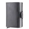 Cartera con tarjetero automático emergente de metal PU con patrón de fibra de carbono integrado, billetera plegable de aleación de aluminio, productos genuinos para hombre, anti-magnética