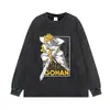 Venda Direta de Fábrica Camiseta Estampada Retro Americano Solta Pesada Manga Curta Bidimensional Street Casual Top de Verão