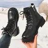 Comercio Electrónico Transfronterizo Tallas Grandes Botas Martin de Caña Alta 2026 Nuevo Estilo Invierno para Mujer Forradas de Borrego Engrosadas Cálidas Cremallera Lateral Botines