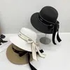 Sombrero de Paja para Mujer Verano 2025 Nuevo Sombrero de Pescador de Paja con Lazo Viaje Vacaciones Playa Protector Solar Sombrero de Playa