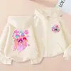 Sudadera con capucha de cremallera de moda holgada para niños y niñas, estampado de dibujos animados de K-Pop, para primavera y otoño, chaqueta sudadera casual transfronteriza