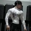 Meia-Calça Estampada de Gola Alta Esportiva Fitness Masculina Manga Longa Secagem Rápida Respirável Top