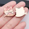 Gato de Dibujos Animados Comiendo Pescado Aleación Llavero DIY Pulsera Collar Colgante Esmalte Cadena de Teléfono Accesorio Piezas de Joyería