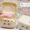 Bonita jabonera para baño del hogar, jabonera de doble capa con drenaje, caja de almacenamiento de jabón portátil con tapa para dormitorio de estudiante