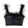 Corset de osso de peixe super fada com plumas de avestruz de alta qualidade, europeu e americano, transfronteiriço, sexy para mulheres, faz seios grandes parecerem menores, camisola de plumas para mulheres
