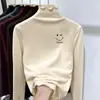 Nova Blusa Térmica de Fleece com Gola Meia-Alta para Meninas Estilo Outono/Inverno para Crianças de Tamanho Médio a Grande Versátil Casual Quente Blusa com Detalhe na Orelha