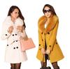 Deseo de lana 2022 Ropa de invierno de longitud media para mujer Estilo coreano abrigo de lana con cuello de piel grande para mujer abrigo de doble botonadura para mujer