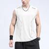 2025 Nueva Camiseta de Tirantes de Seda de Hielo para Hombre Verano Holgada Deportiva Fitness Secado Rápido Sin Mangas Hombro Delgado Camiseta Fina
