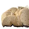 Conjunto de Roupa de Cama de Quatro Peças Estilo Renda Francesa 100% Algodão Classe A Estilo Coreano Capa de Edredom de Algodão Puro Lençol de Cima Lençol com Elástico Dormitório Três Peças