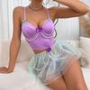 Cadena de Cuentas de Fuente Transfronteriza Europea y Americana Lazo Sexy Soporte de Acero Ropa Interior Falda de Gasa Perlada Ropa Interior Sexy