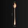 Cuchara de postre de mango largo de acero inoxidable transfronterizo, cuchara para helado creativa de alto valor de color, cuchara para café, cuchara redonda con punta de hielo 1010