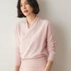 Suéter de Cashmere com Decote em V Cruzado para Mulheres 2025 Outono e Inverno Novo Tipo Camisola Francesa Suéter de Malha para Usar por Baixo Suéter Preguiçoso