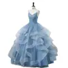 Vestido Strapless Cinza-Azulado de Nicho Estilo Novo 2026 para Cerimônia de Passagem para a Vida Adulta, Performance Vocal, Festa de Aniversário, Reunião Anual e Vestido de Gala