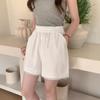 Shorts Brancos Casuais de Cintura Alta Soltos para Mulheres Petites 100% Algodão com Detalhe em Renda Linha A Três Quartos Hot Pants Verão 2026