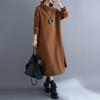 Vestido Base Novo Outono/Inverno 2026 Estilo Artístico Vintage Forrado com Lã Espessado Solto Gola Alta