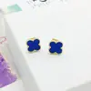 Acero de Titanio Juego Flor de Cuatro Hojas Collar Pendientes Pulsera Pulsera Fritillaria Flor de Cuatro Hojas Juego Sin Decoloración Temperamento Sentido de Alta Calidad