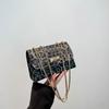 2025 Novo Estilo Simples Moda Estilo Ocidental Bolsa de Ombro Personalizada Estilo Ocidental Estampa de Leopardo Pequena Bolsa Quadrada Corrente Bolsa Feminina Bolsa Crossbody