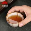 Juego de té de cerámica de horno Taiwán Ru, taza de té pequeña hecha a mano, taza de té maestra, taza de té de una sola taza, la apertura puede levantar la grieta del hielo genuino