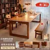 Mesa Grande Longa de Madeira Maciça para Sala de Estar, Mesa de Leitura e Estudo, Mesa Dupla para Uso Doméstico, Mesa Multifuncional, Estação de Trabalho