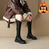 Botas Nuevas para Mujer Otoño/Invierno Suela Gruesa Para Personas Bajas Apertura en V Aumentadoras Botas Martin Estilo Británico Gruesas para Pierna Botas de Jinete