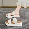 2026 Nuevas Sandalias de Playa para Mujer con Lazo Perla Primavera/Verano Tacón Bajo que Aumenta la Altura Suela Gruesa Moda Antideslizante Resistente al Desgaste