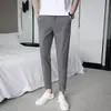 Calça de terno versátil estilo coreano masculina calça reta solta cropped com cava baixa calça de terno masculina calça casual moderna calça skinny