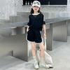 Pantalones Cortos Deportivos Holgados de Tres Rayas para Niñas, Manga Corta, Estilo Coreano, Moda Infantil, Trendy, Estilo Urbano, Verano, Ins Versátil Casual