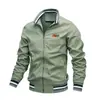 Chaqueta deportiva de cuello alto transfronteriza de Amazon para hombre, chaqueta tipo bomber de béisbol con cremallera y pez bordado, abrigo holgado para hombre